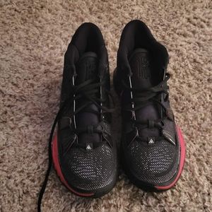Nike Kyrie 7 size 8 men's black with red accents.